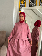 Ensemble fille à chemise ample et jupe longue à poches — Rose
