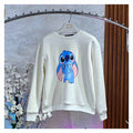 Sweat femme ample à motif de personnage bleu — Blanc cassé