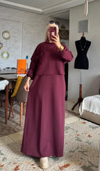 Ensemble robe longue et gilet court à poche plaquée — Bordeaux