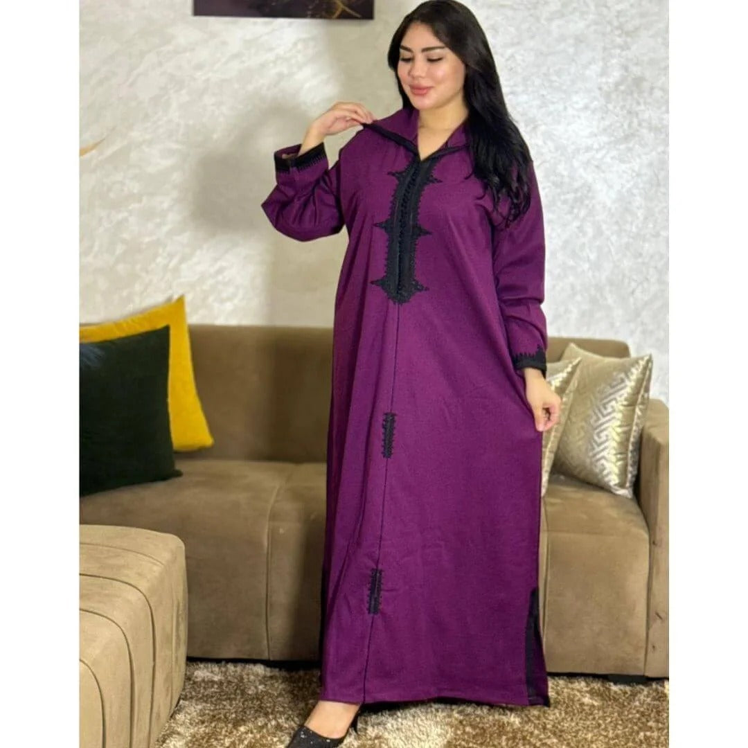 Djellaba d’hiver en tissu Diakona – Coupe évasée – Vue 4