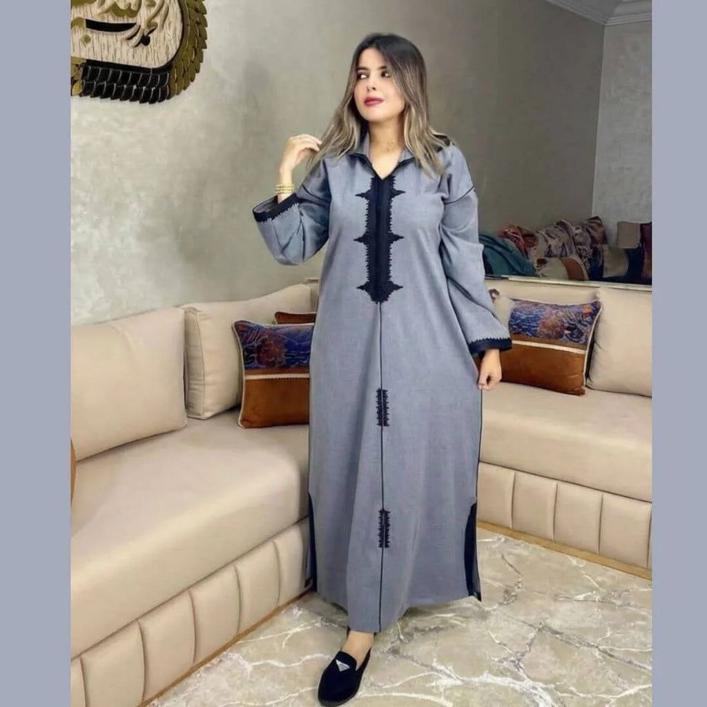 Djellaba d’hiver en tissu Diakona – Coupe makhzenia – Vue 2