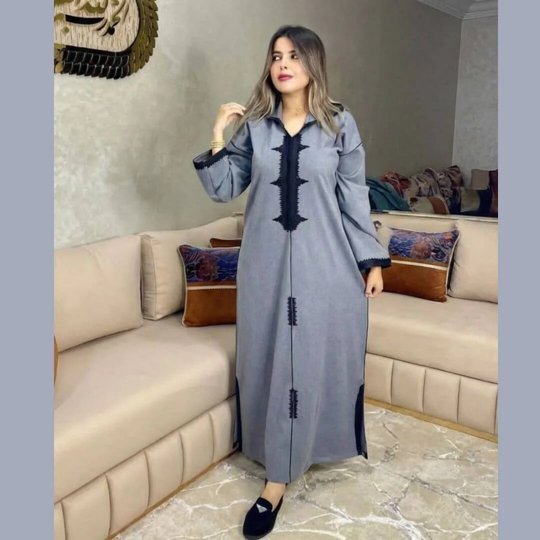 Djellaba d’hiver en tissu Diakona – Coupe makhzenia – Vue 2