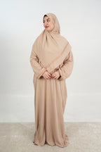 Abaya de prière longue avec voile intégré — Beige