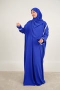 Abaya de prière longue avec voile intégré — Bleu roi