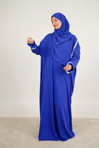 Abaya de prière longue avec voile intégré — Bleu roi