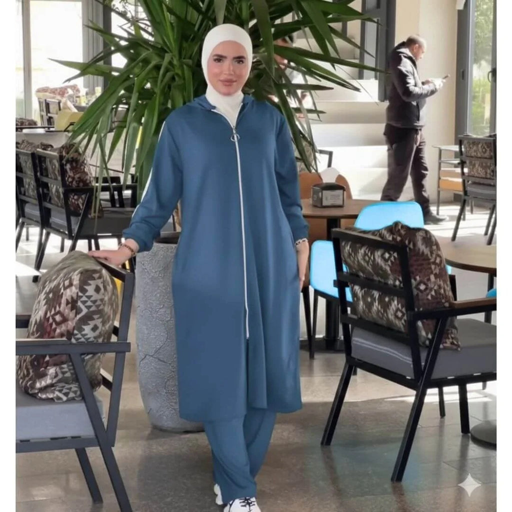 Ensemble femme en molleton avec tunique longue à capuche – Vue 2