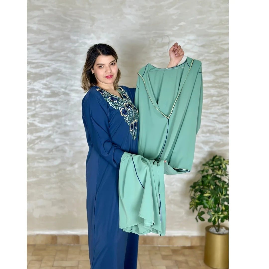 Ensemble djellaba et qamis à broderie rbatie – Vue 4