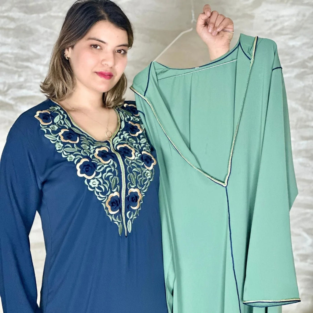 Ensemble djellaba et qamis à broderie rbatie – Vue 3