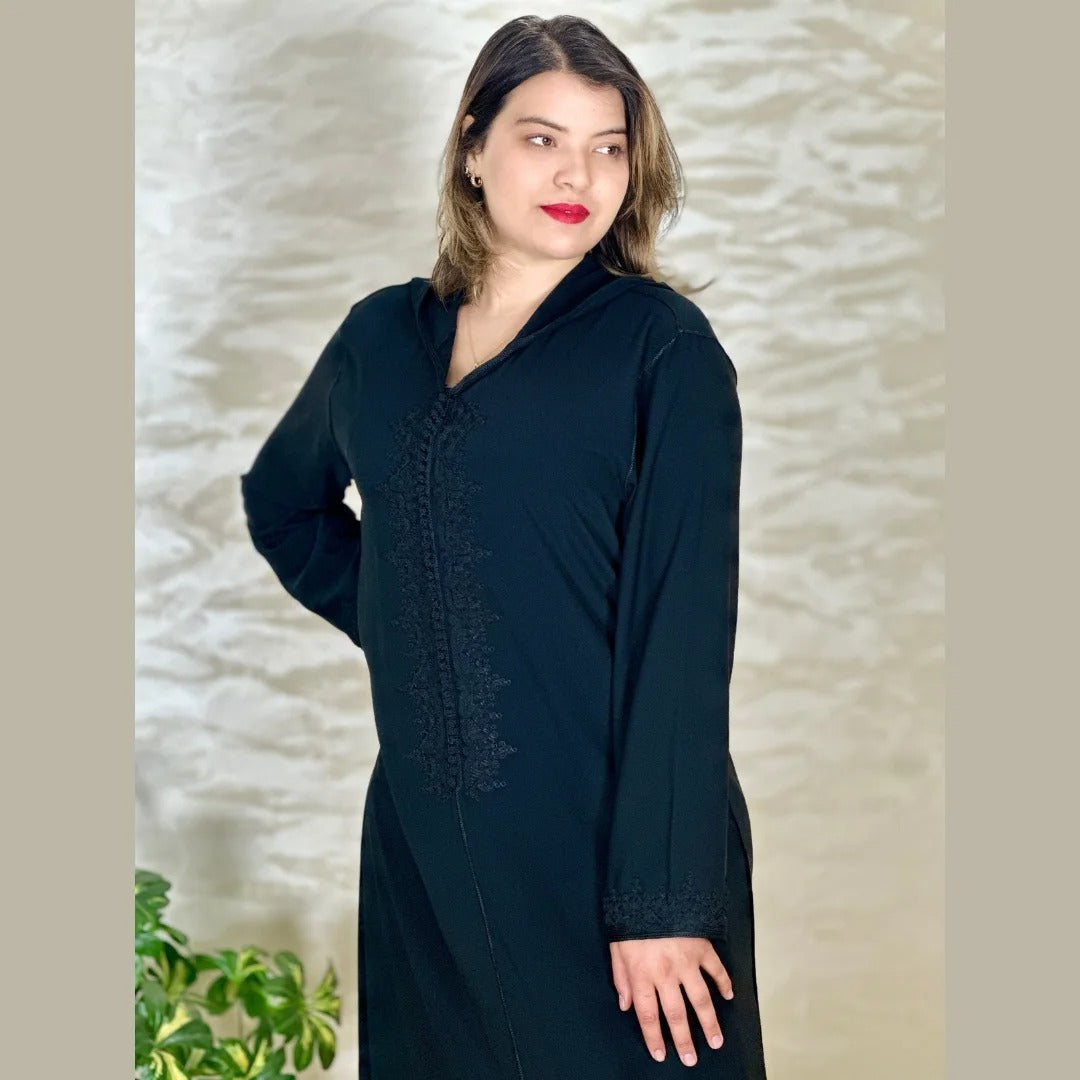Djellaba Hmaouia en crêpe Rosa ton sur ton – Modèle 3 – Vue 5