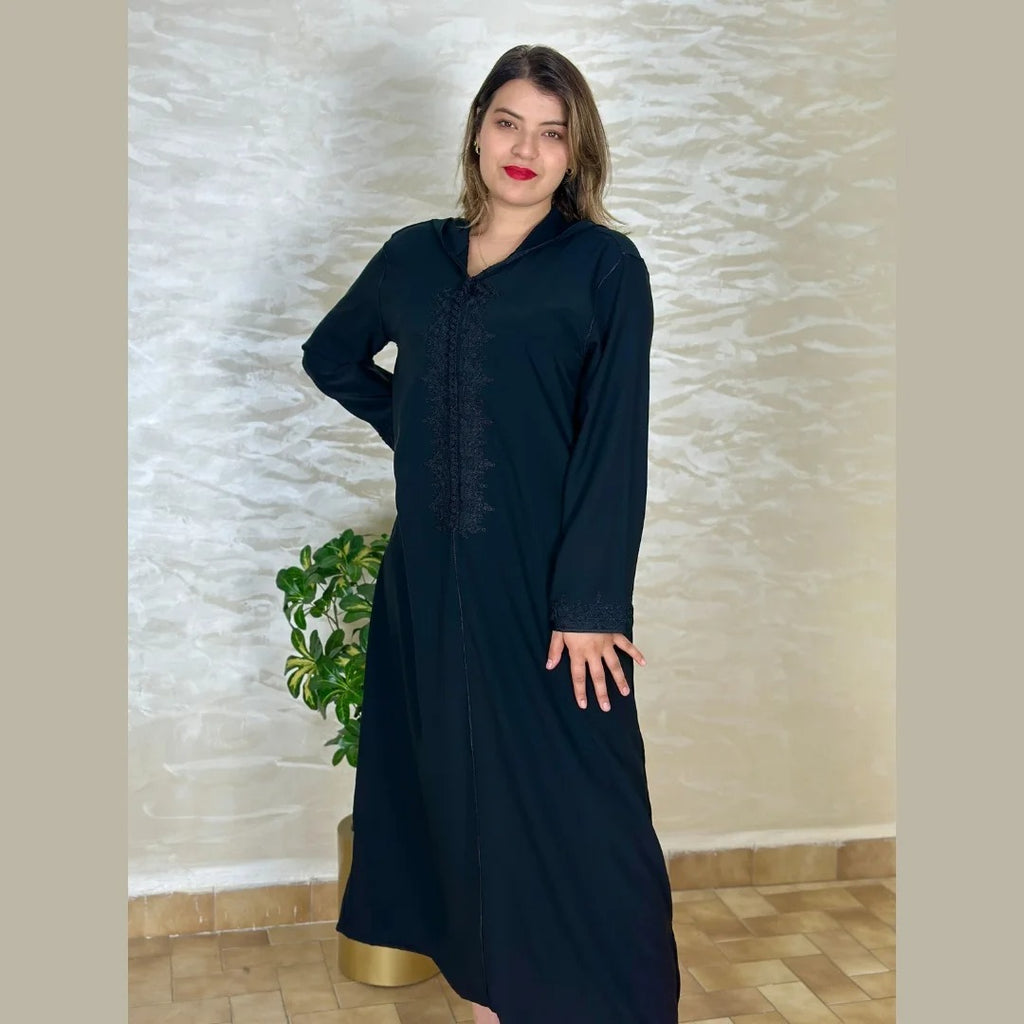 Djellaba Hmaouia en crêpe Rosa ton sur ton – Modèle 3 – Vue 4