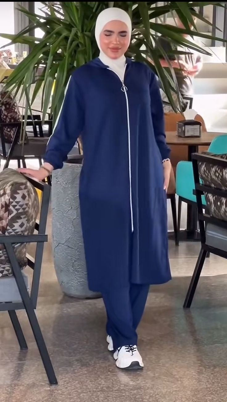 Ensemble femme en molleton avec tunique longue à capuche – Vue 5