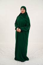 Abaya longue fluide avec foulard assorti — Kaki Foncé