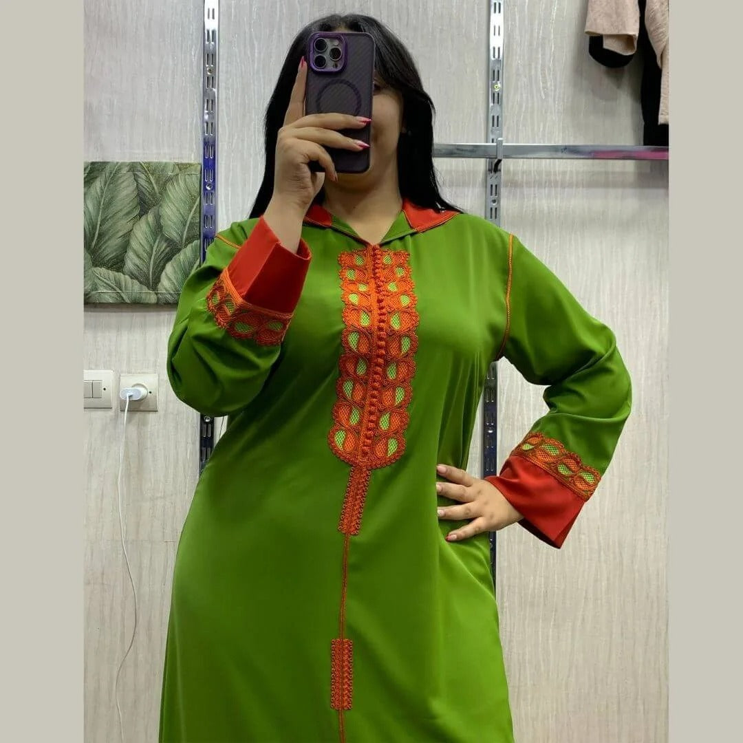 Djellaba en crêpe Rosa à broderie maâlem – Vue 1