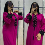Djellaba en crêpe Rosa à broderie maâlem – Vue 3