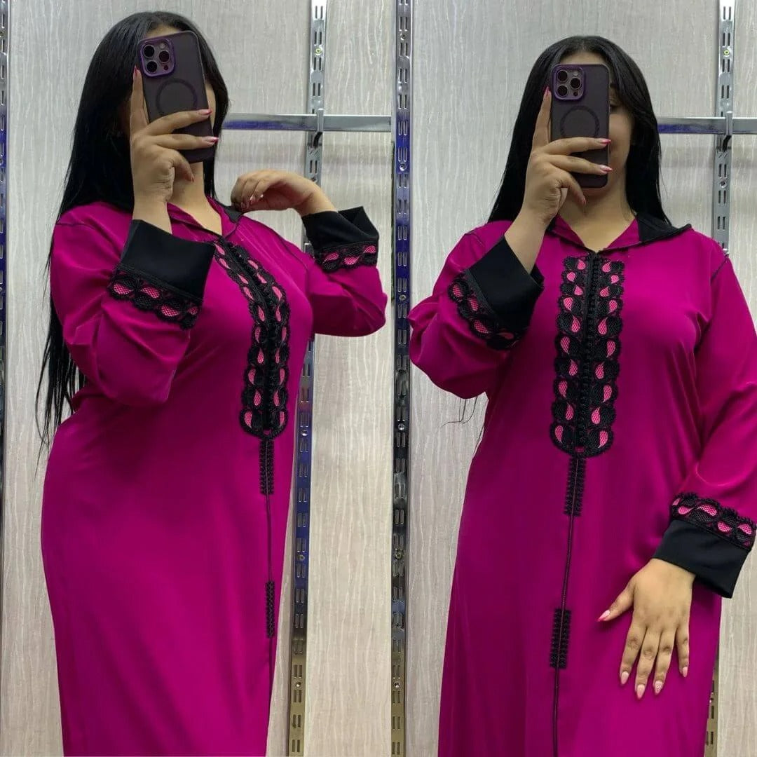 Djellaba en crêpe Rosa à broderie maâlem – Vue 3