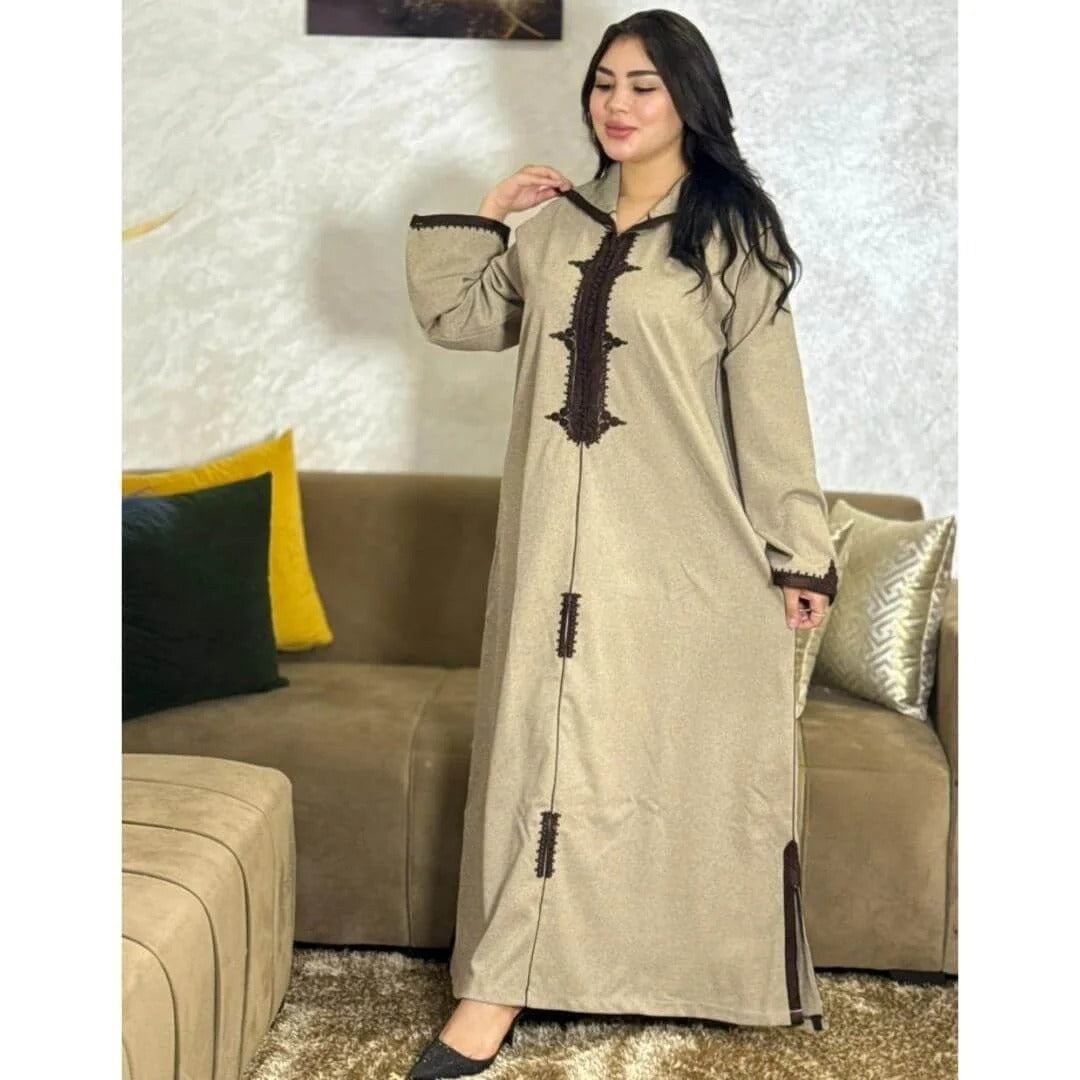 Djellaba d’hiver en tissu Diakona – Coupe évasée – Vue 7