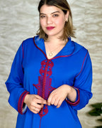 Djellaba marocaine en crêpe Rosa à broderies – Modèle V – Vue 1