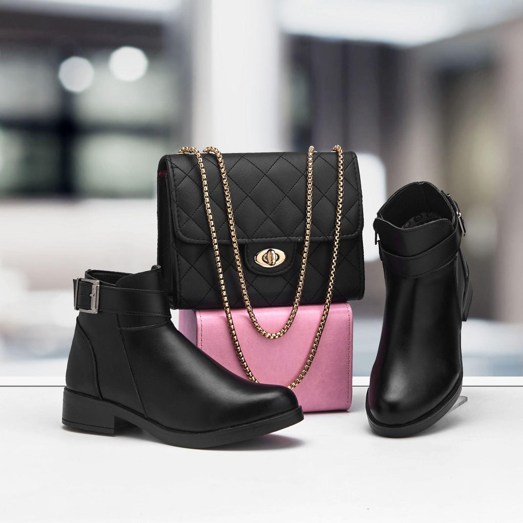 Pack bottes et sac assortis en simili cuir – Vue 1