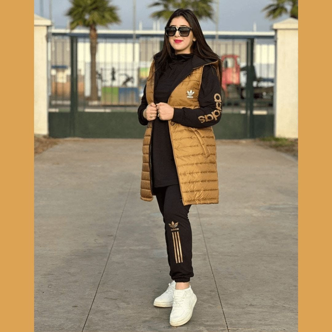 Ensemble hiver trois pièces avec gilet long à capuche – Vue 6