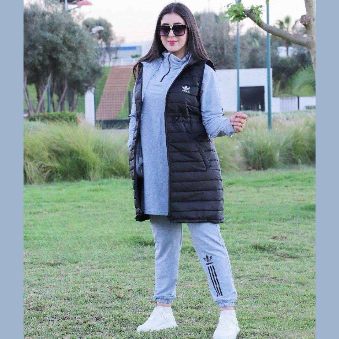 Ensemble hiver trois pièces avec gilet long à capuche – Vue 7