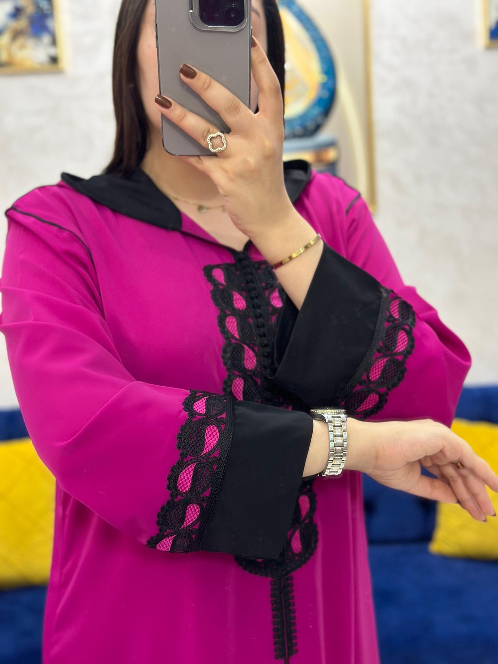 Djellaba en crêpe Rosa à broderie maâlem – Vue 13