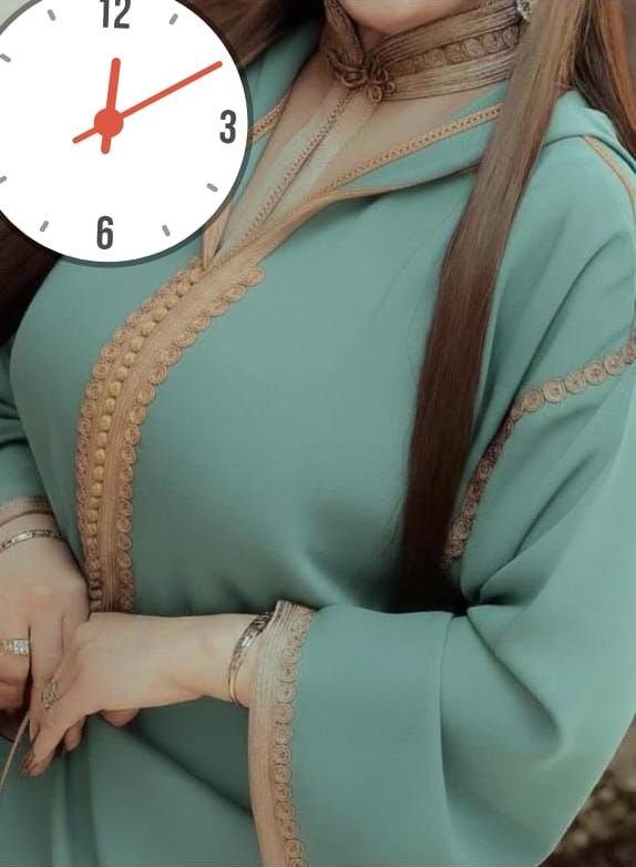 Ensemble djellaba et caftan brodés en crêpe et mousseline – Vue 2