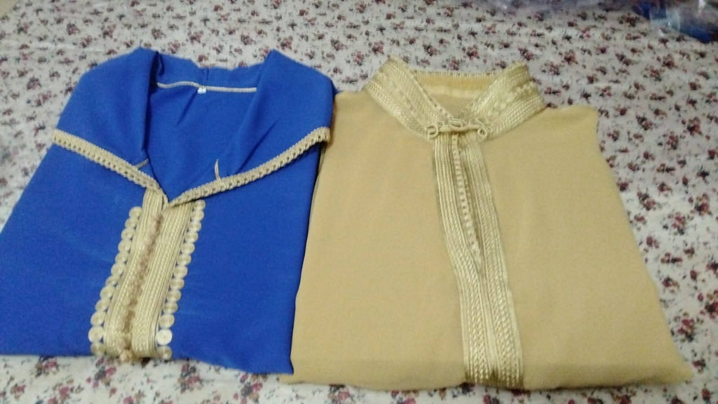 Ensemble djellaba et caftan brodés en crêpe et mousseline – Vue 16
