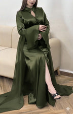 Caftan papillon deux pièces en crêpe et mousseline – Vue 16