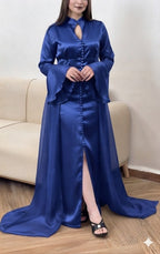Caftan papillon deux pièces en crêpe et mousseline – Vue 17