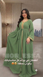 Caftan en crêpe de soie avec ceinture – Finitions élégantes – Vue 1