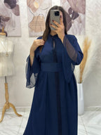 Caftan papillon deux pièces en crêpe et mousseline – Vue 31