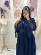 Caftan papillon deux pièces en crêpe et mousseline – Vue 29