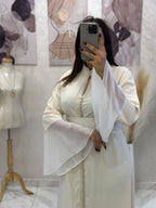 Caftan papillon deux pièces en crêpe et mousseline – Vue 18