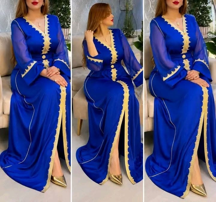 Caftan en crêpe de soie avec ceinture – Modèle 4 fils – Vue 2
