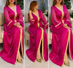 Caftan en crêpe de soie avec ceinture – Modèle 4 fils – Vue 3