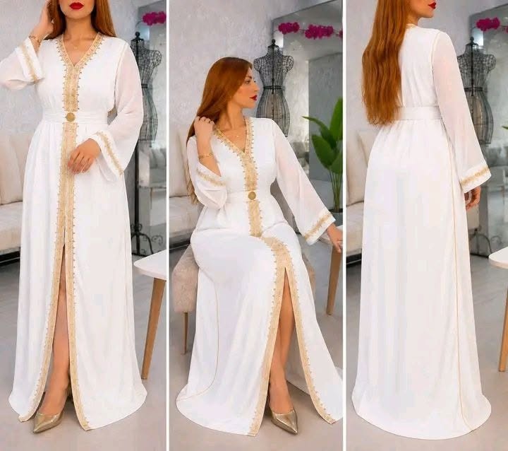 Caftan en crêpe de soie avec ceinture – Modèle 4 fils – Vue 8