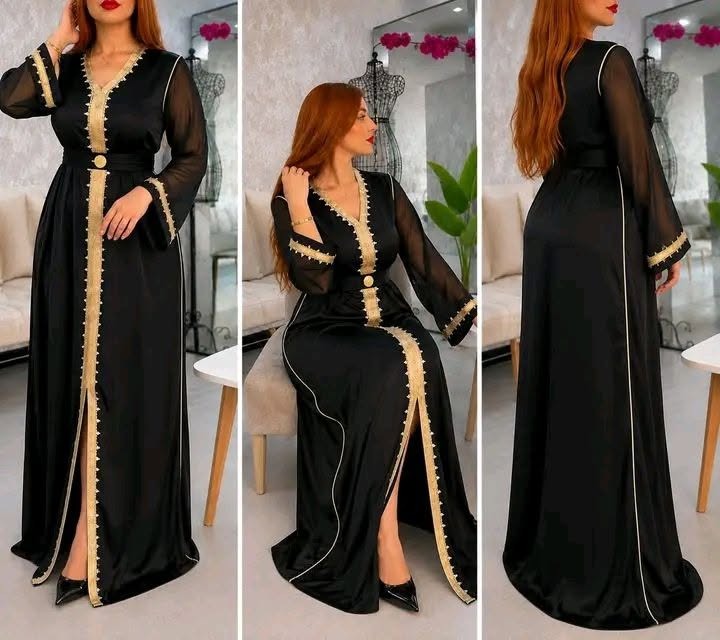 Caftan en crêpe de soie avec ceinture – Modèle 4 fils – Vue 6