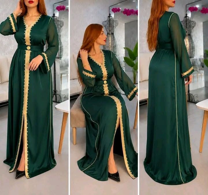 Caftan en crêpe de soie avec ceinture – Modèle 4 fils – Vue 7