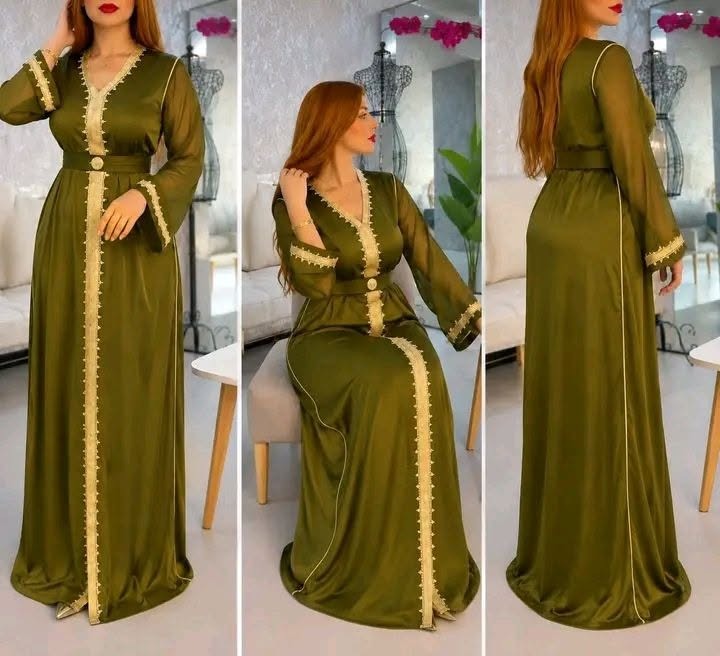 Caftan en crêpe de soie avec ceinture – Modèle 4 fils – Vue 5