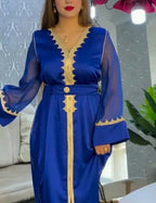 Caftan en crêpe de soie avec ceinture – Modèle 4 fils – Vue 11
