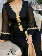 Caftan en crêpe de soie avec ceinture – Modèle 4 fils – Vue 12