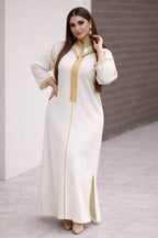 Ensemble djellaba et caftan brodés en crêpe et mousseline – Vue 27