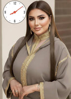 Ensemble djellaba et caftan brodés en crêpe et mousseline – Vue 25
