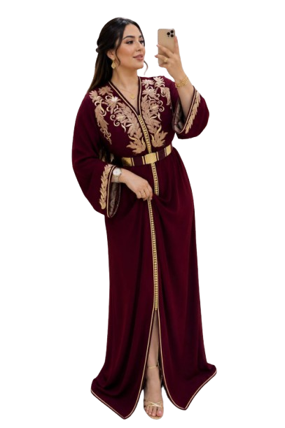 Caftan en crêpe Rosa à broderies rbaties florales – Vue 20