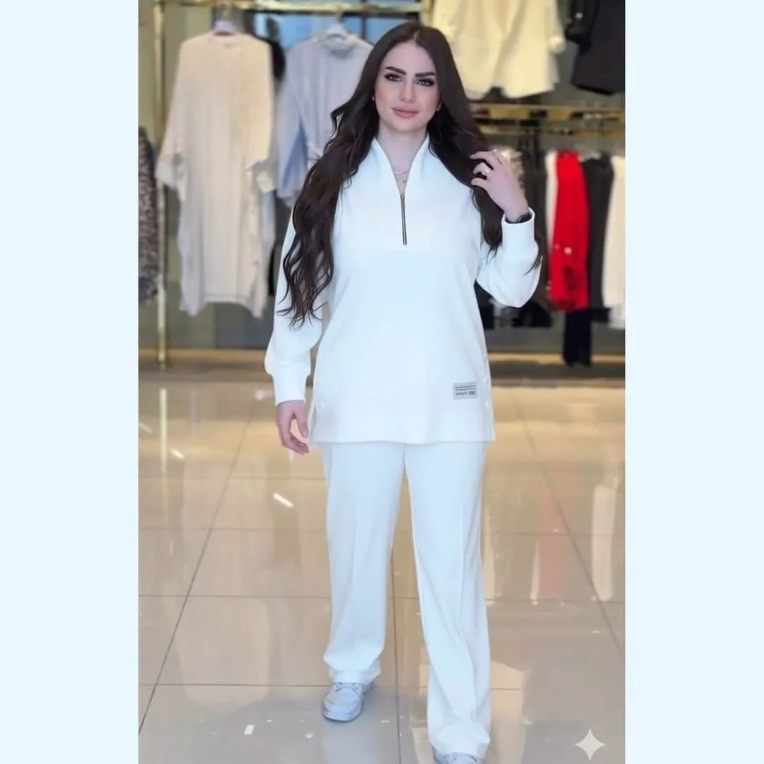 Ensemble femme en molleton avec tunique zippée et pantalon large – Vue 5