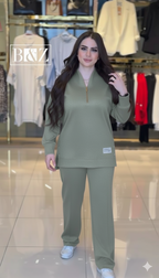 Ensemble femme en molleton avec tunique zippée et pantalon large – Vue 6