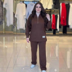 Ensemble femme en molleton avec tunique zippée et pantalon large – Vue 14