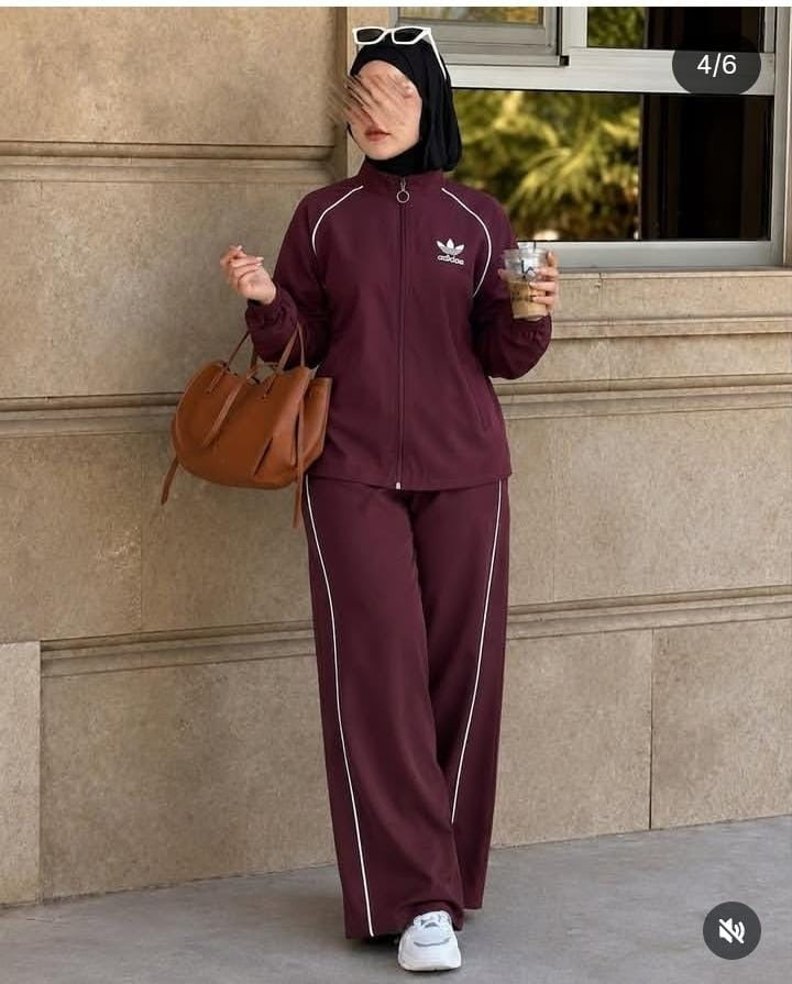 Ensemble femme en molleton à bandes et pantalon large – Vue 4