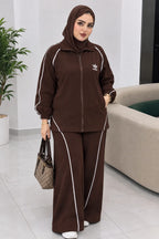 Ensemble femme en molleton à bandes et pantalon large – Vue 9