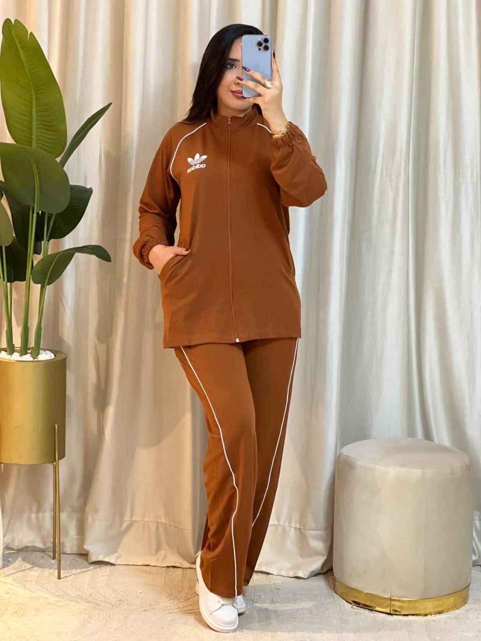 Ensemble femme en molleton à bandes et pantalon large – Vue 14